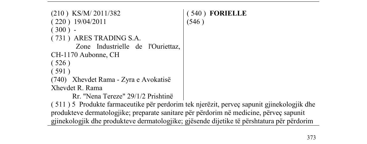 Zëri i markës FORIELLE në buletin