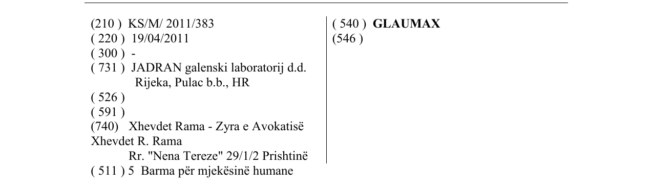Zëri i markës GLAUMAX në buletin