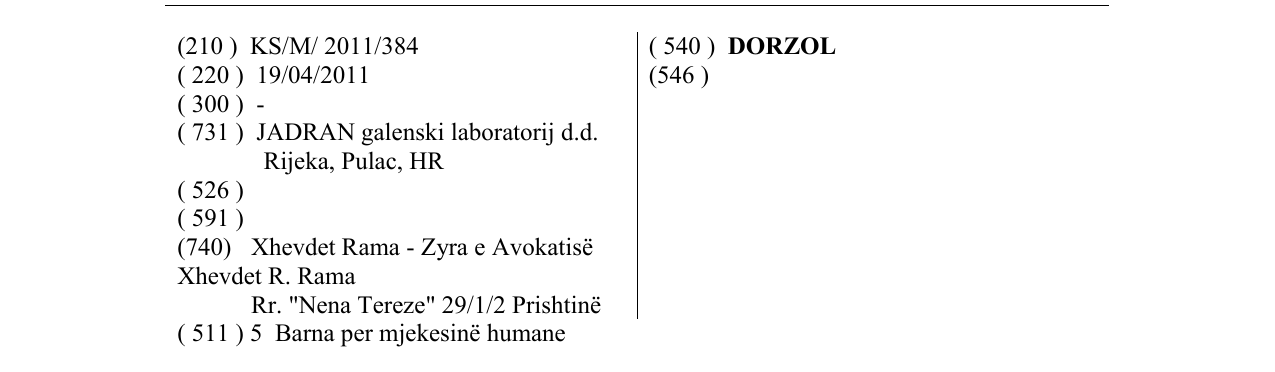 Zëri i markës DORZOL në buletin