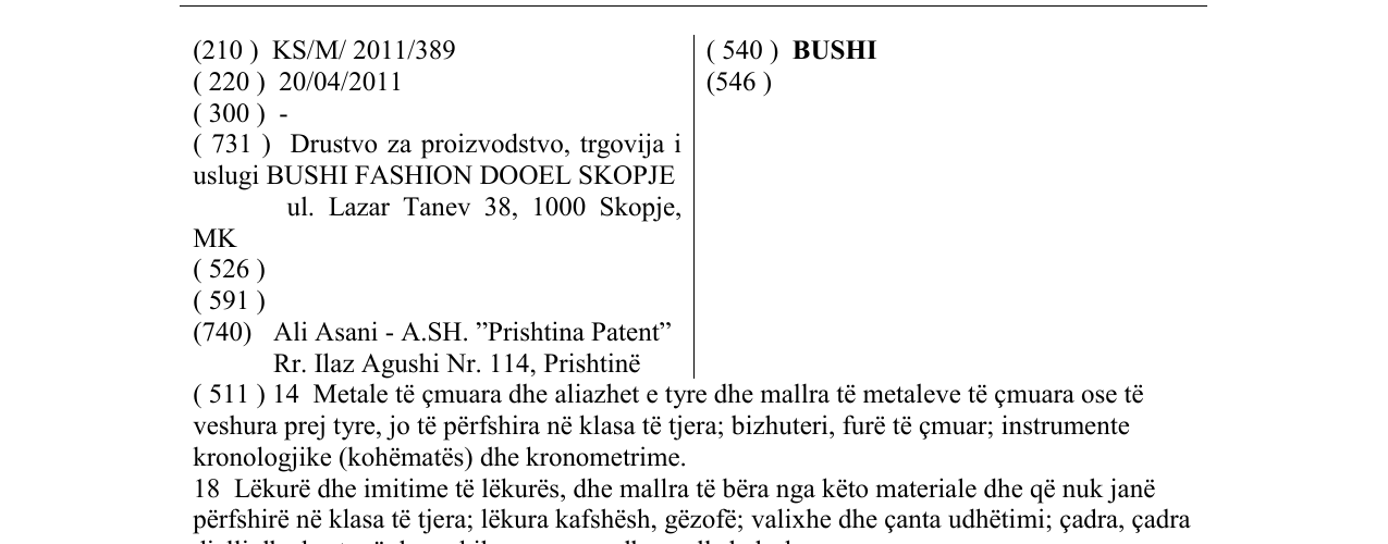 Zëri i markës BUSHI në buletin
