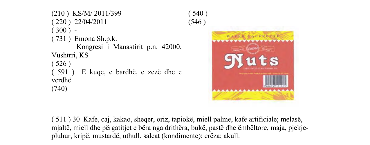 Zëri i markës Nuts në buletin