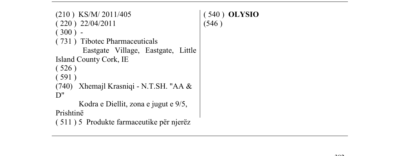 Zëri i markës OLYSIO në buletin