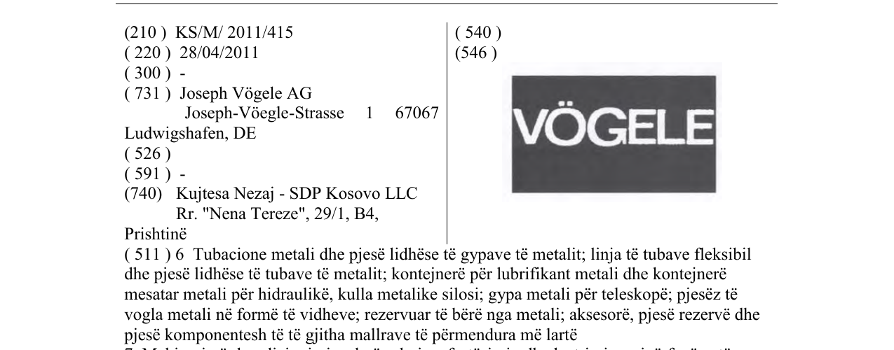 Zëri i markës VÖGELE në buletin