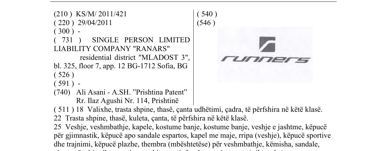 Zëri i markës runners në buletin