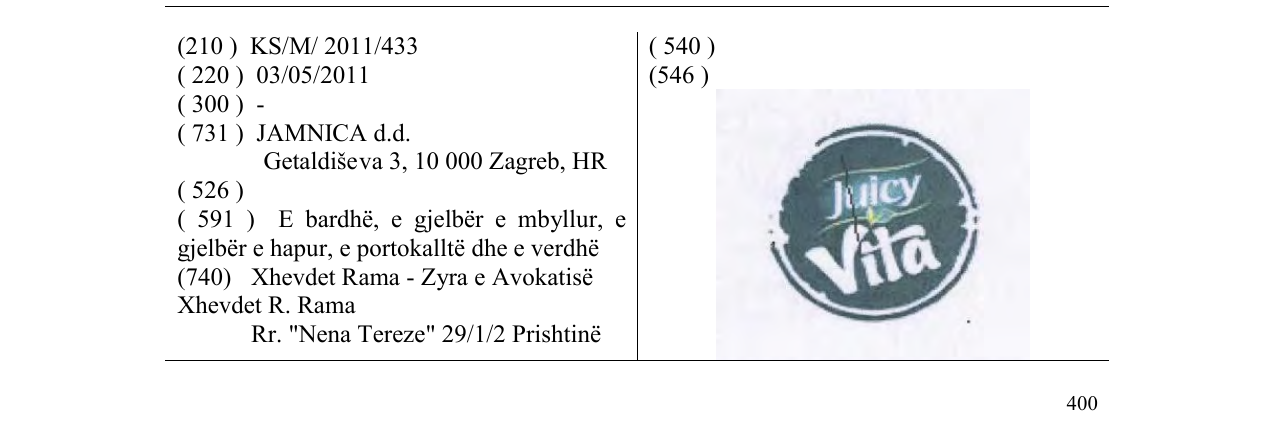 Zëri i markës Juicy Vita në buletin