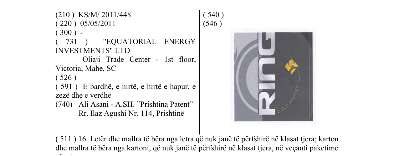 Zëri i markës RING në buletin