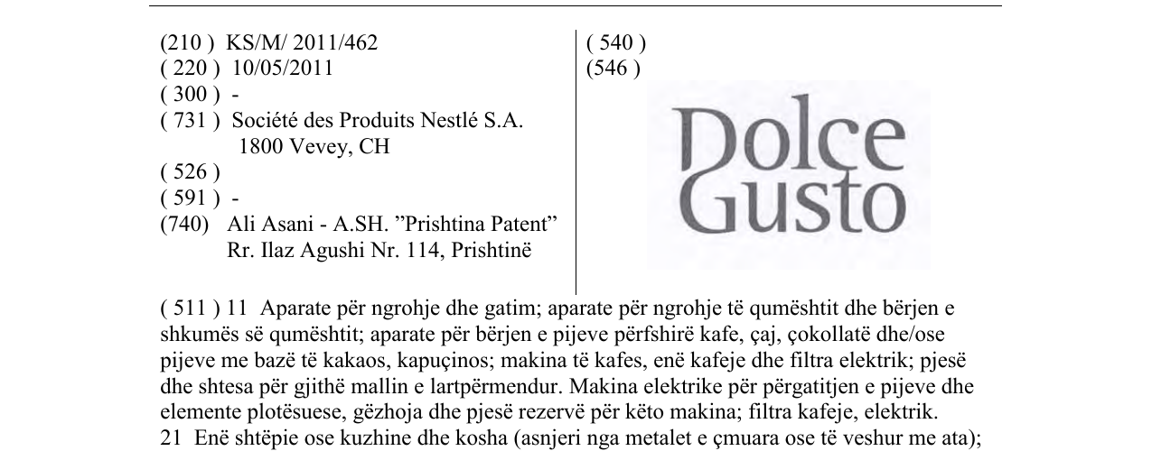 Zëri i markës Dolce Gusto në buletin