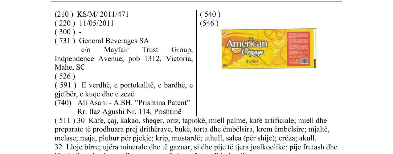 Zëri i markës American Orange në buletin