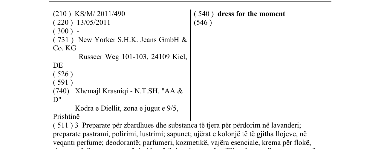 Zëri i markës dress for the moment në buletin