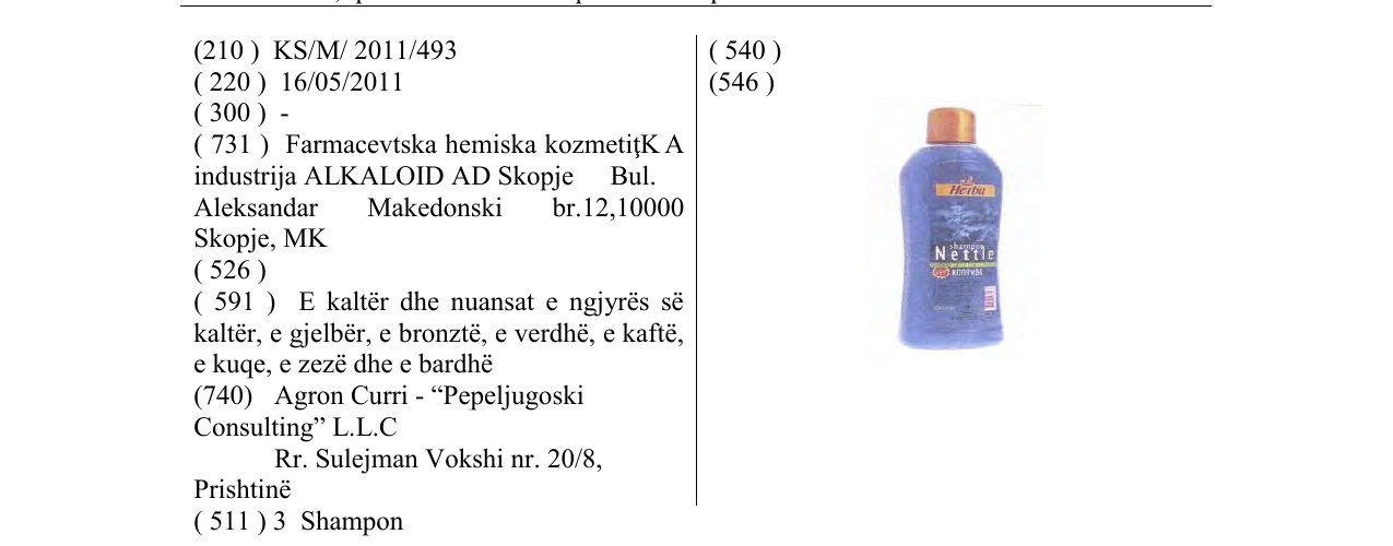Zëri i markës shampoo Nettle në buletin