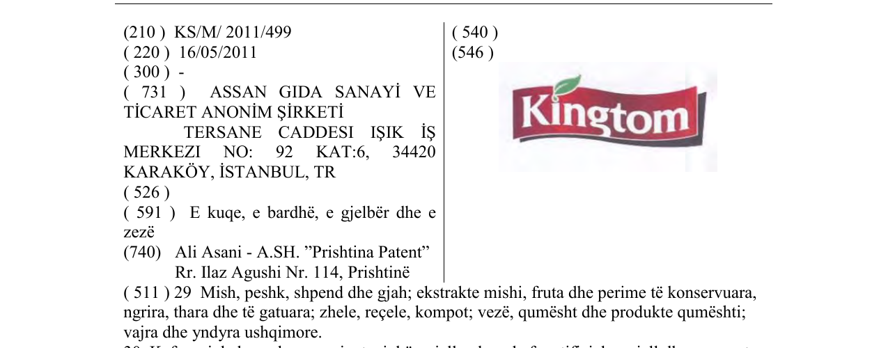 Zëri i markës Kingtom në buletin