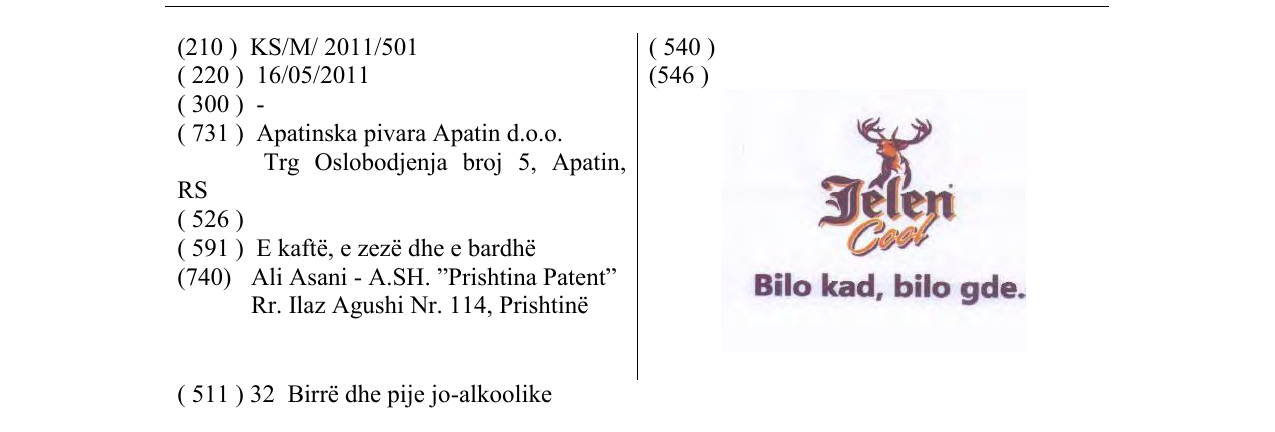 Zëri i markës JELEN Cool në buletin