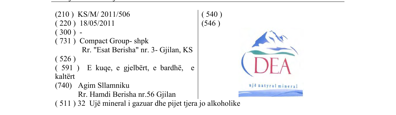 Zëri i markës DEA në buletin