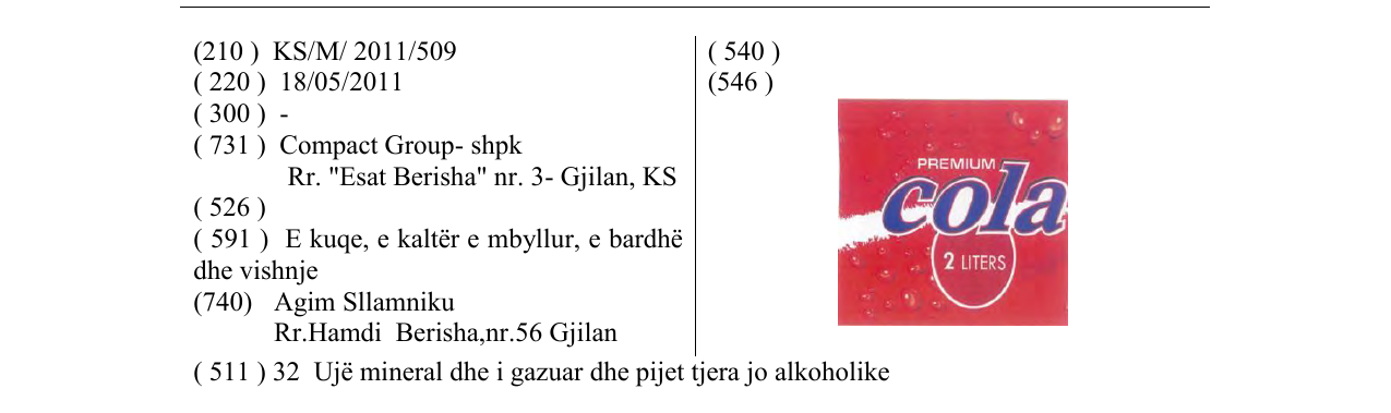 Zëri i markës cola në buletin