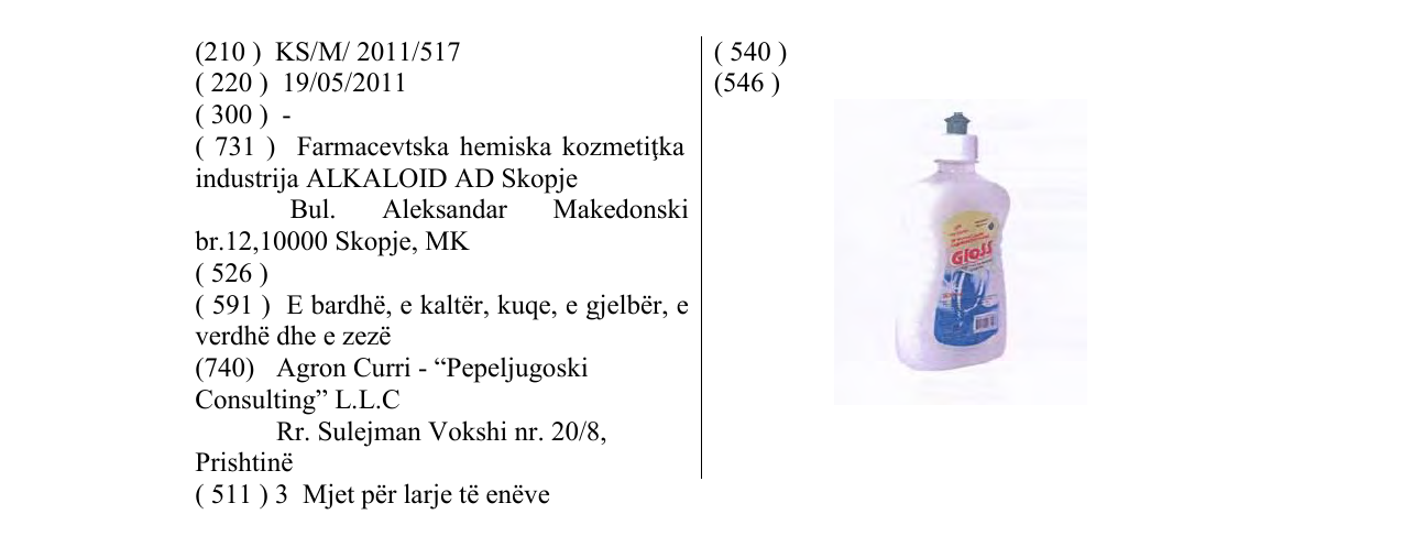 Zëri i markës Gloss në buletin