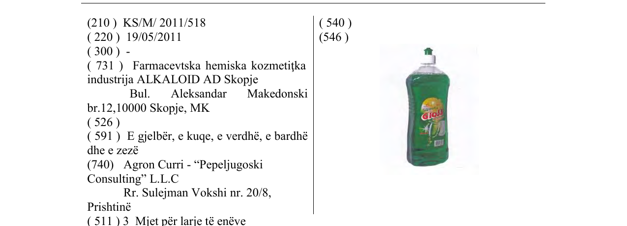 Zëri i markës Gloss në buletin