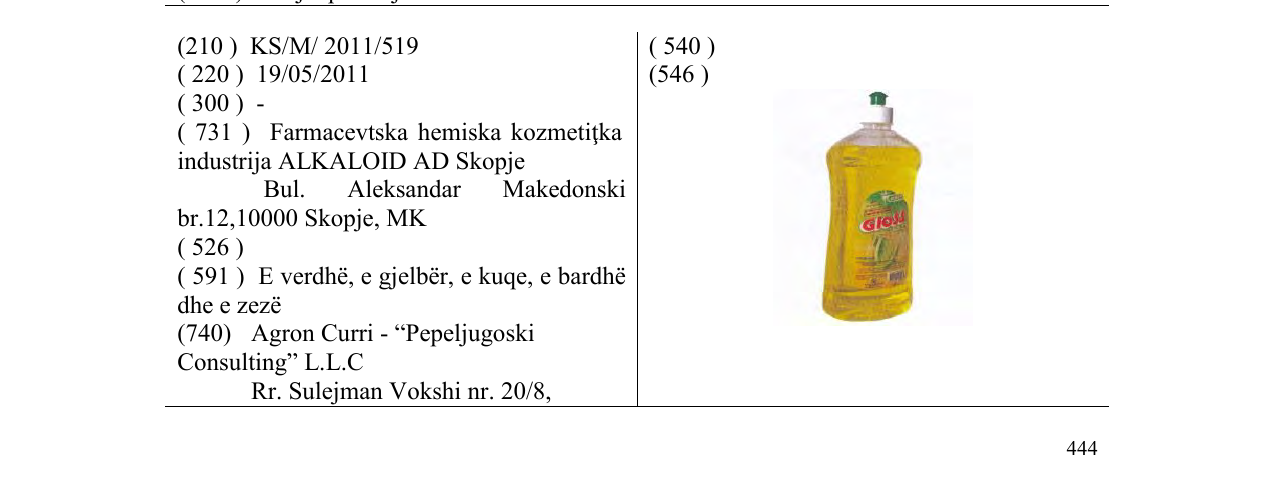 Zëri i markës Gloss në buletin