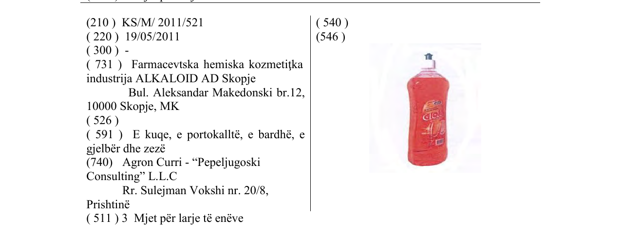 Zëri i markës Gloss në buletin