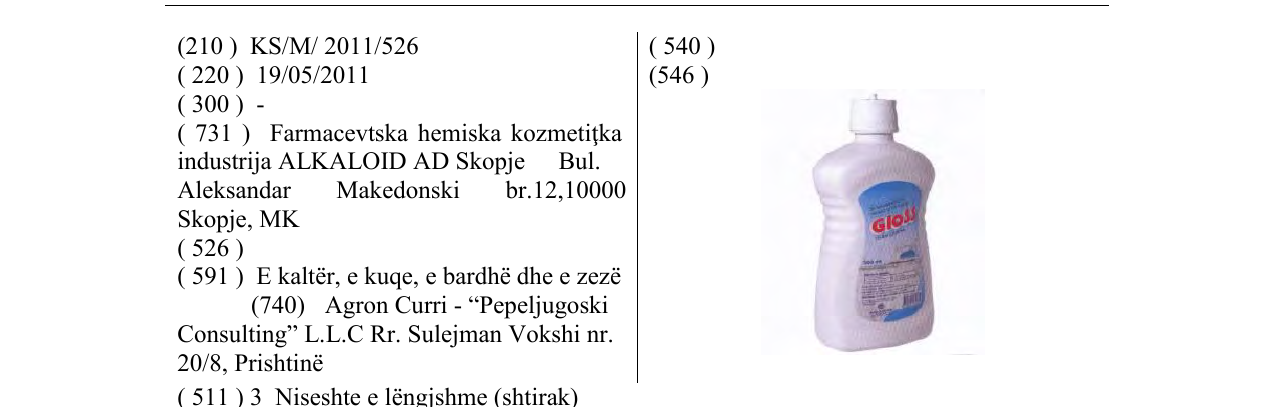 Zëri i markës Gloss në buletin