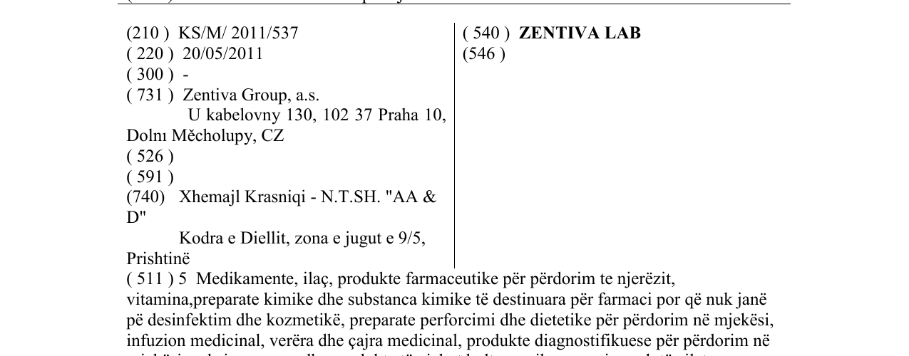 Zëri i markës ZENTIVA LAB në buletin