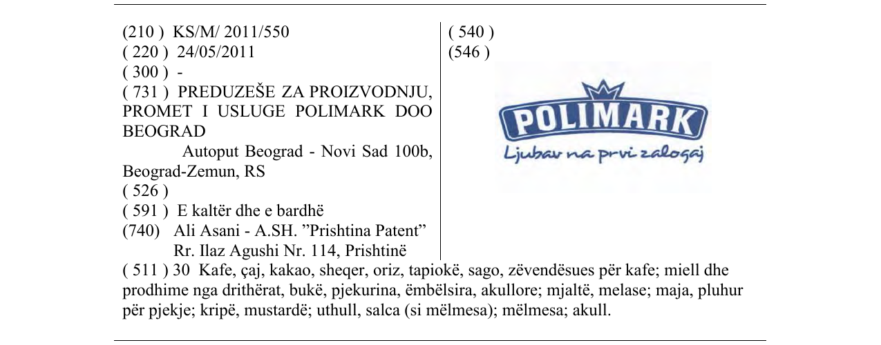 Zëri i markës POLIMARK në buletin
