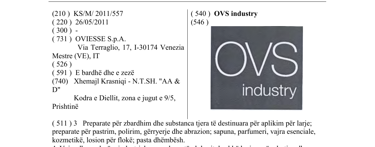 Zëri i markës OVS industry në buletin