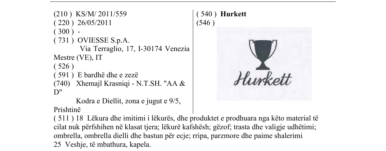 Zëri i markës Hurkett në buletin