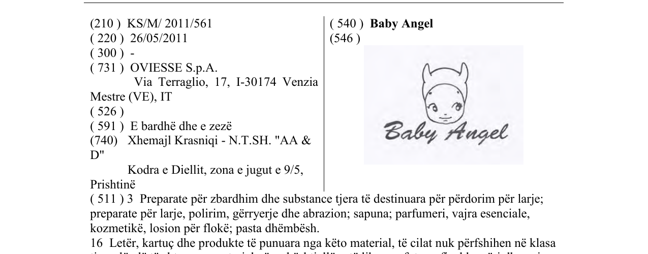 Zëri i markës Baby Angel në buletin