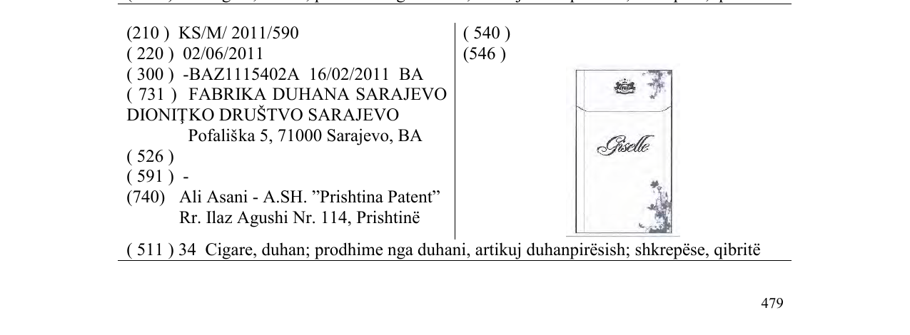 Zëri i markës GISELLE në buletin