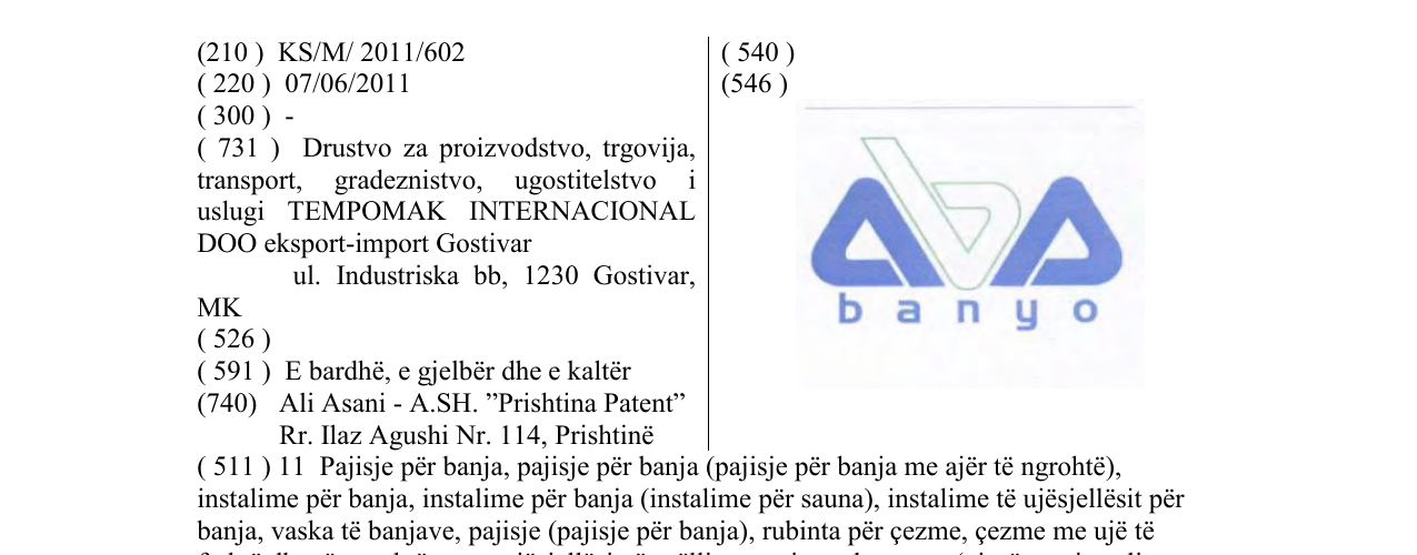 Zëri i markës aba banyo në buletin
