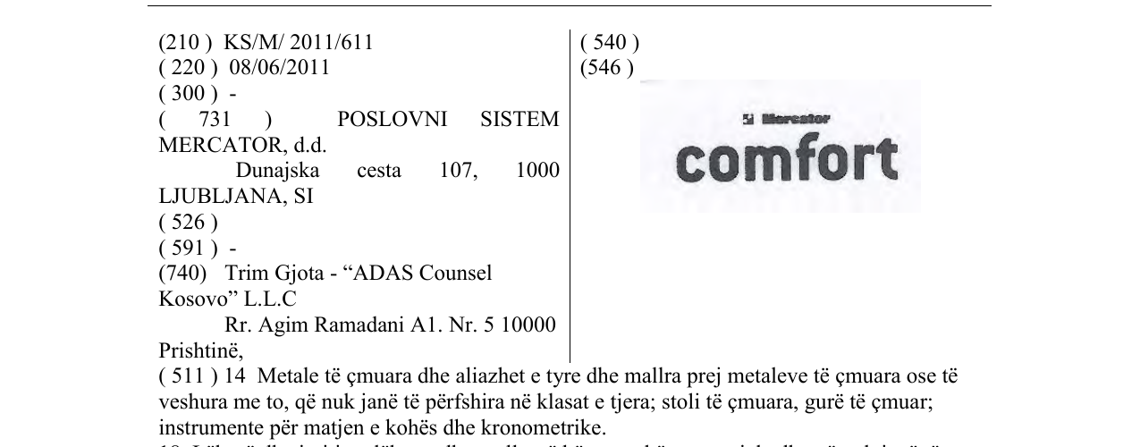Zëri i markës Mercator comfort në buletin
