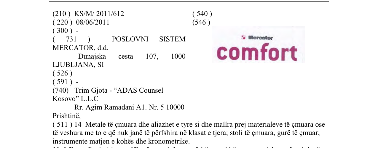 Zëri i markës Mercator comfort në buletin