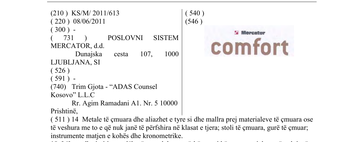 Zëri i markës Mercator comfort në buletin