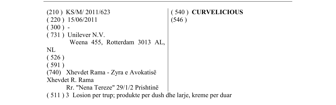 Zëri i markës CURVELICIOUS në buletin