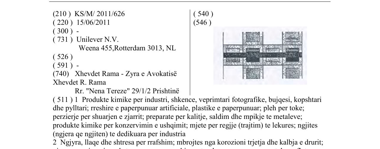Zëri i markës Domino në buletin