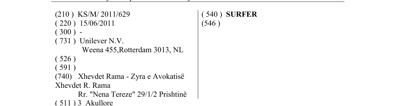 Zëri i markës SURFER në buletin