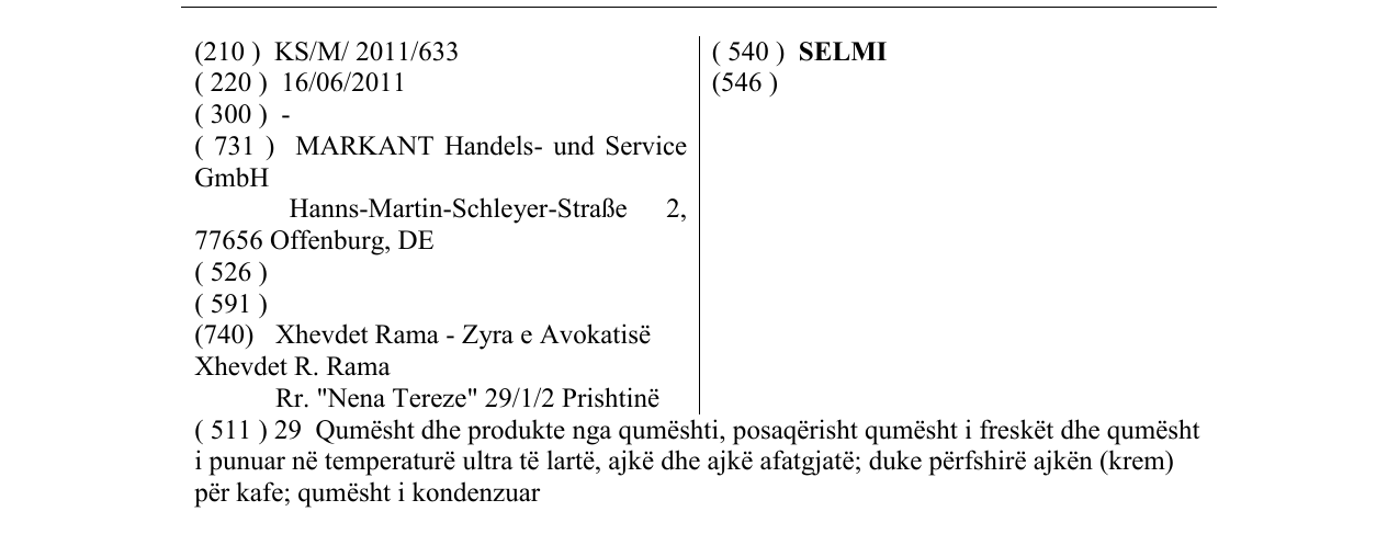 Zëri i markës SELMI në buletin
