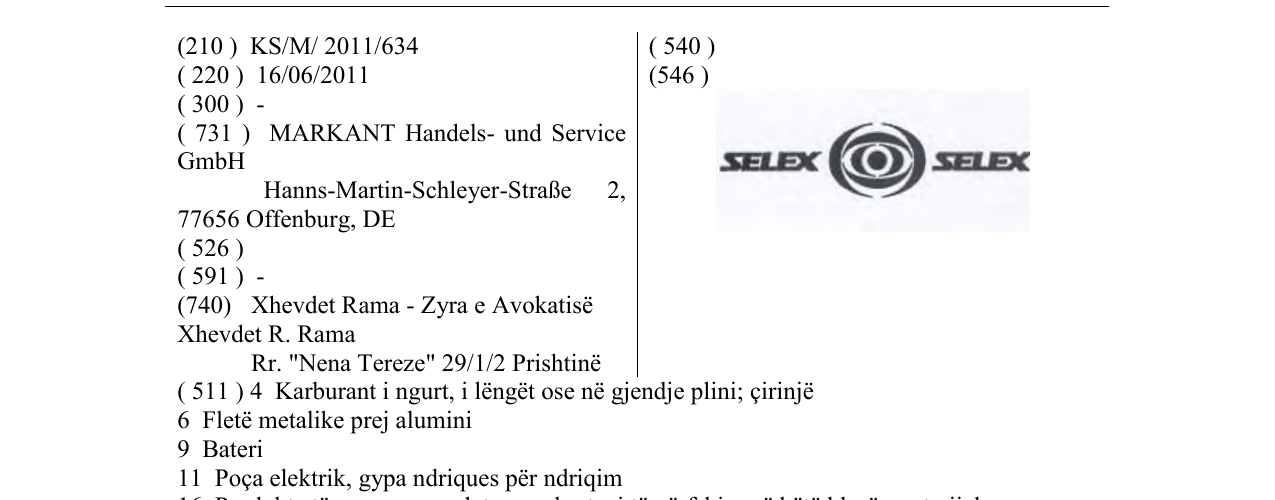 Zëri i markës SELEX SELEX në buletin