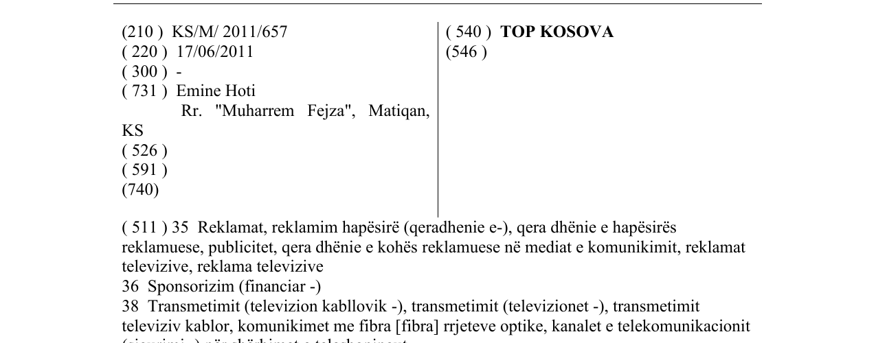 Zëri i markës TOP KOSOVA në buletin