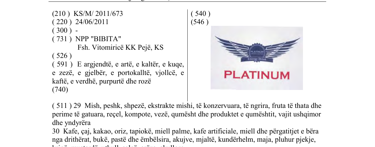 Zëri i markës PLATINUM në buletin