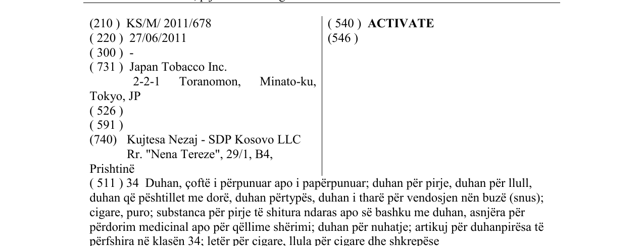 Zëri i markës ACTIVATE në buletin