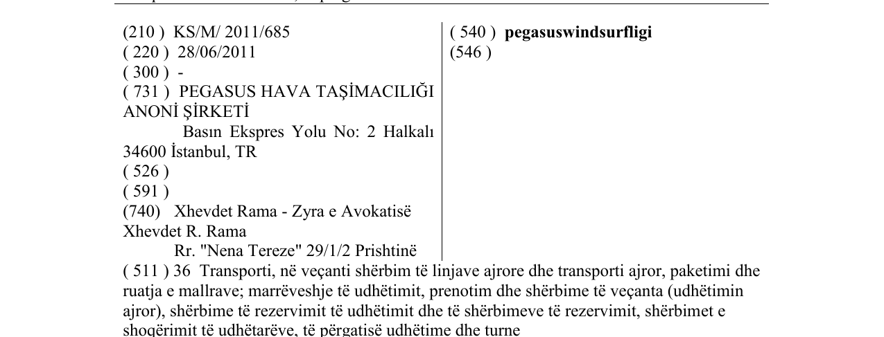 Zëri i markës pegasuswindsurfligi në buletin
