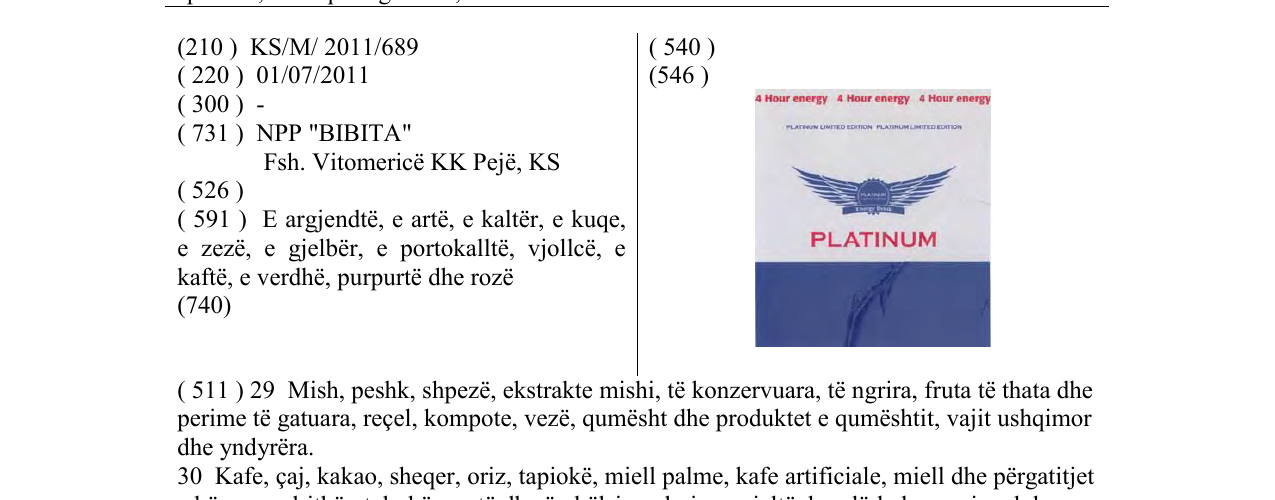 Zëri i markës PLATINUM në buletin