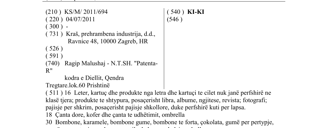 Zëri i markës KI-KI në buletin