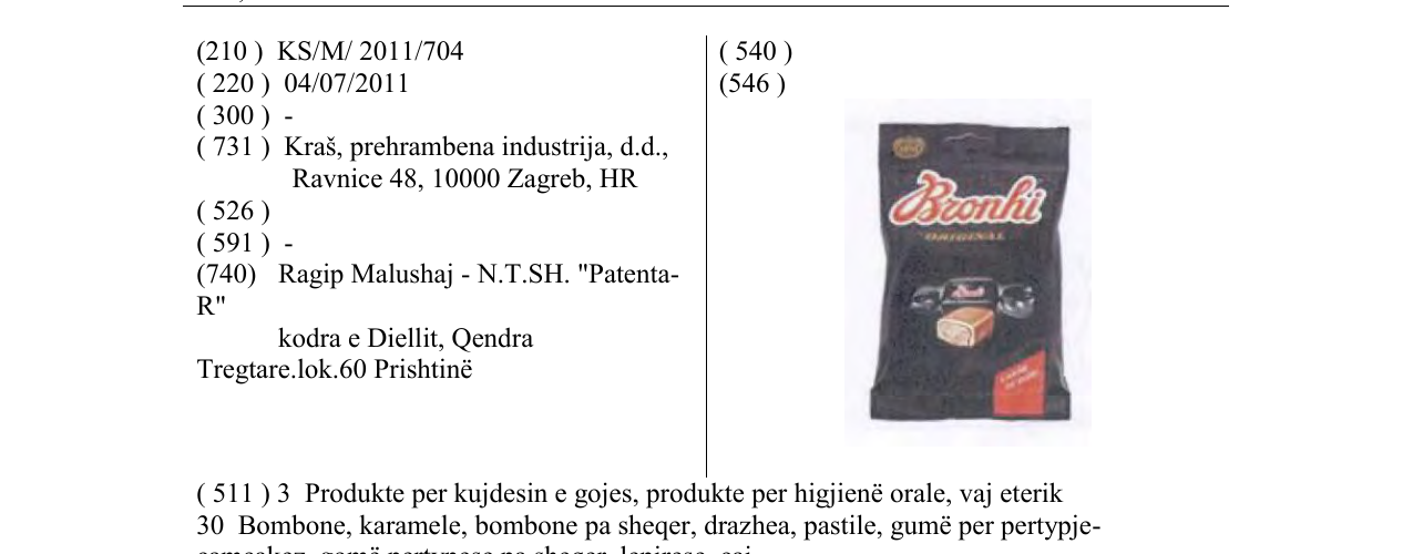Zëri i markës Bronhi në buletin