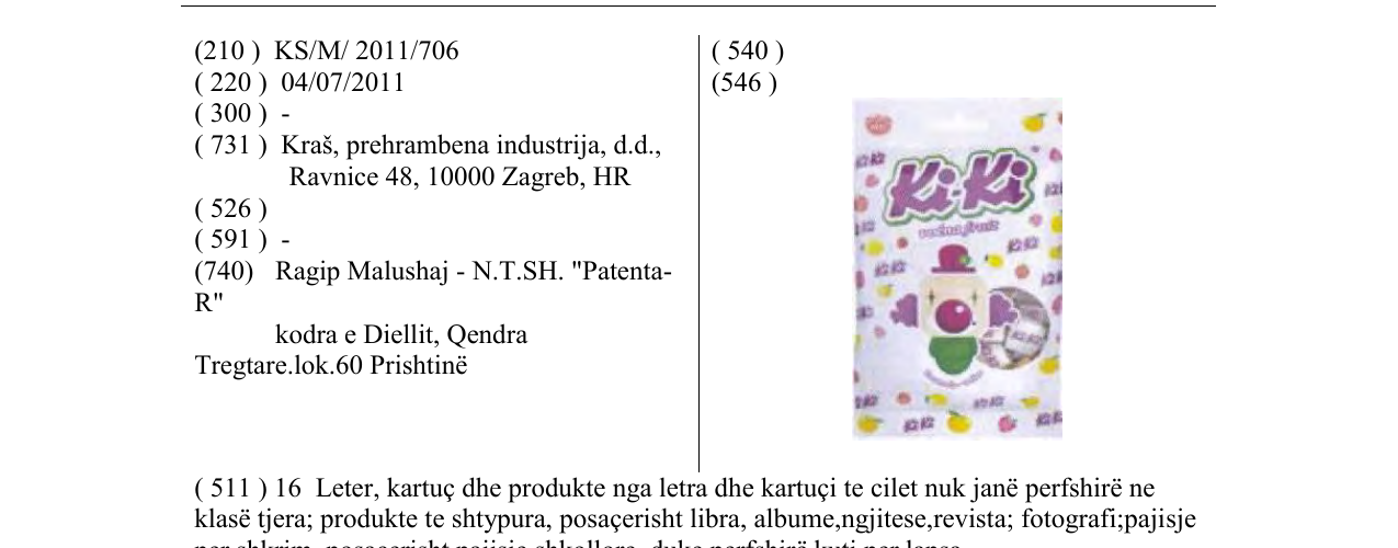 Zëri i markës Ki-Ki në buletin