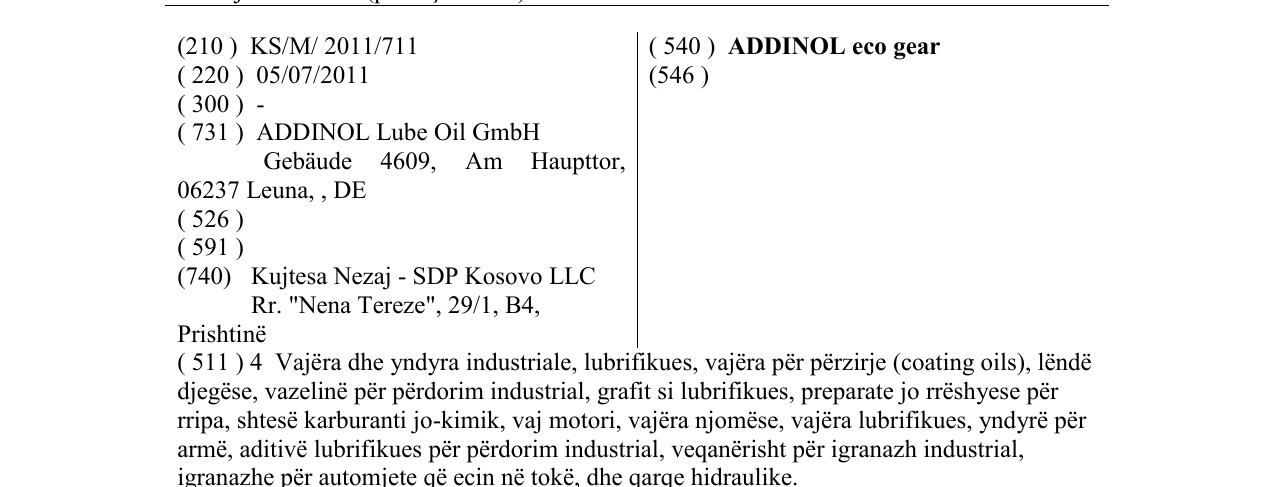 Zëri i markës ADDINOL eco gear në buletin