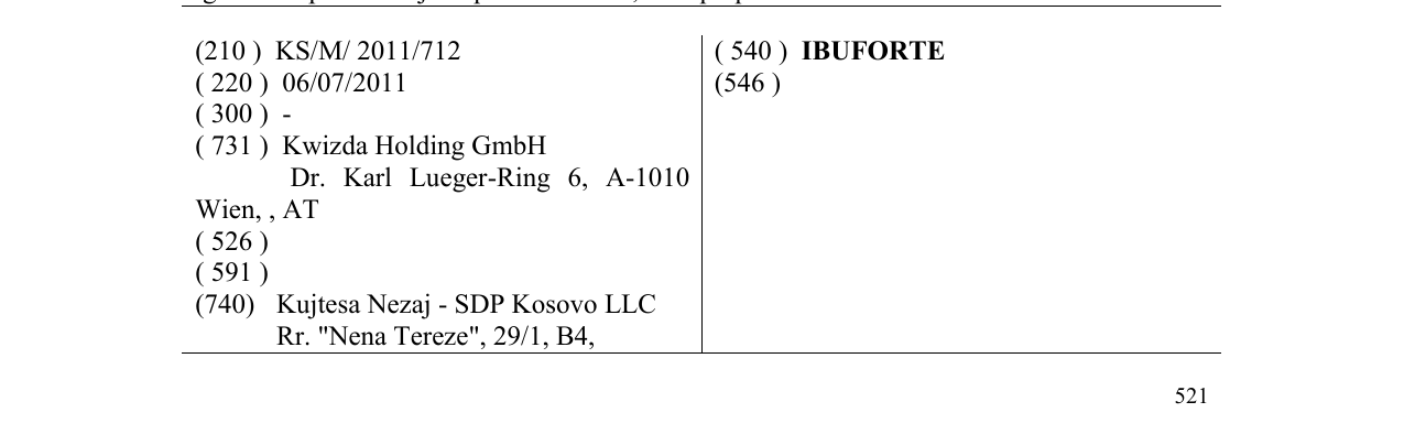Zëri i markës IBUFORTE në buletin