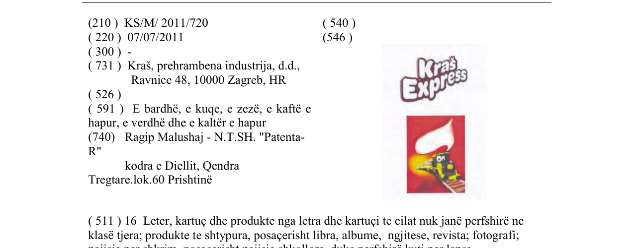 Zëri i markës Kraš Express në buletin