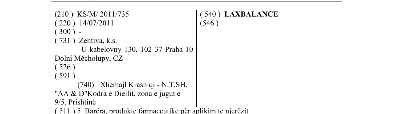 Zëri i markës LAXBALANCE në buletin
